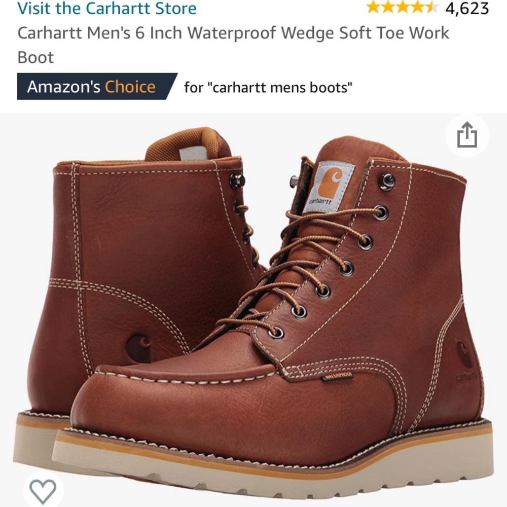 NWT Carhartt Men's Waterproof Soft Toe Work Boot